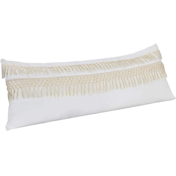 Sweet Jojo Designs Boho Bohemian Macrame Tassel Ivory Pillow Cover - Picture 1 of 5